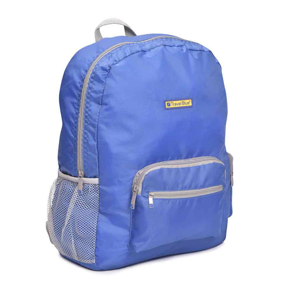 blue travel backpack bag