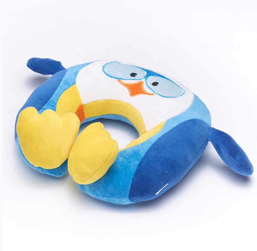 Puffy Penguin Travel Pillow for Kids Travel Blue for